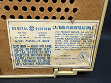 Label on back of radio.