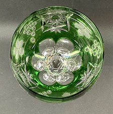 Cut Glass Cased Lead Crystal Wine Goblet Emerald Green / Clear